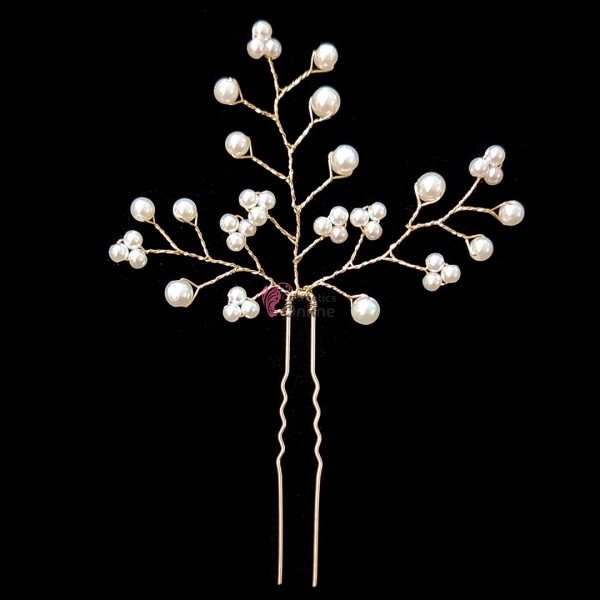 Ac metalic pentru par ACM004XX Auriu cu perle sidefate